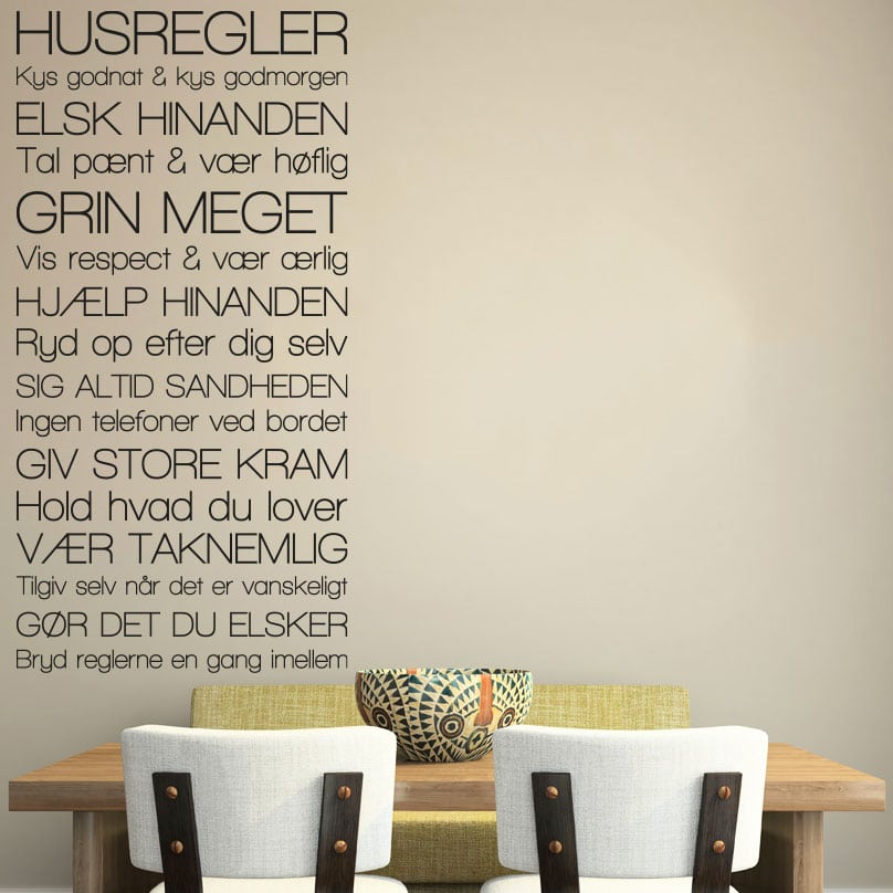 Husregler V2 Wallsticker