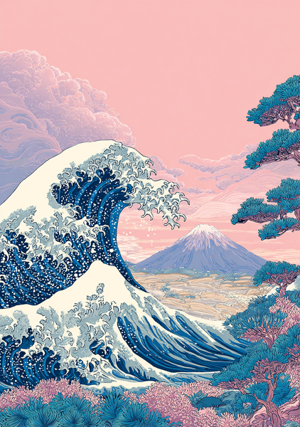 Japansk Plakat 42  Bølgen Og Fuji   Harmoni