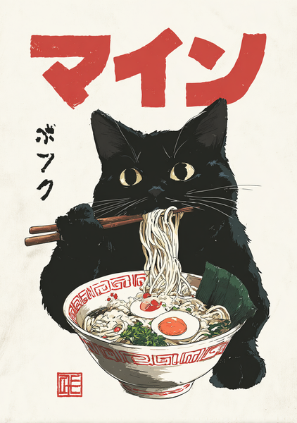 Japansk Plakat 135  Kat Med Ramen