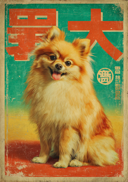 Japansk Plakat 130  Vintage Hundemotiv