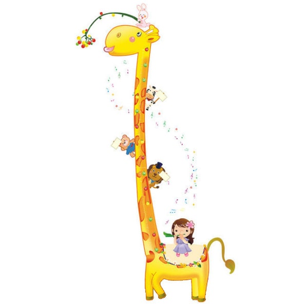 Kæmpe Målebånds Wallsticker  Giraf    Meter Høj
