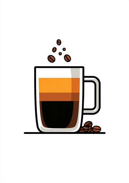 Kaffe Plakat 113  Kaffeglas   Tegneseriestil Med Kaffelag Og Bønner