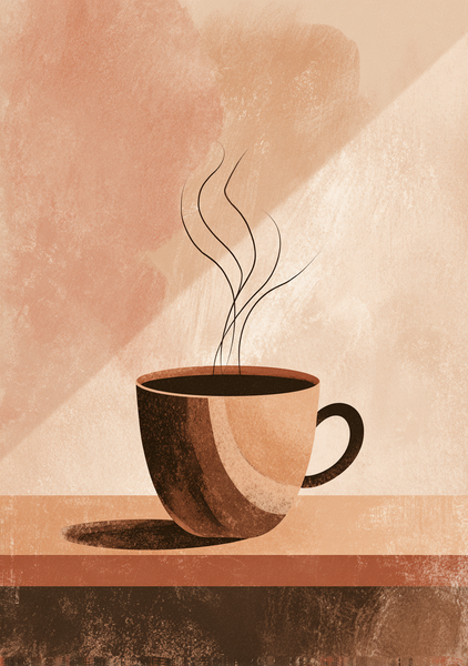 Kaffe Plakat 99  Varm Kaffekop   Minimalistiske Nuancer