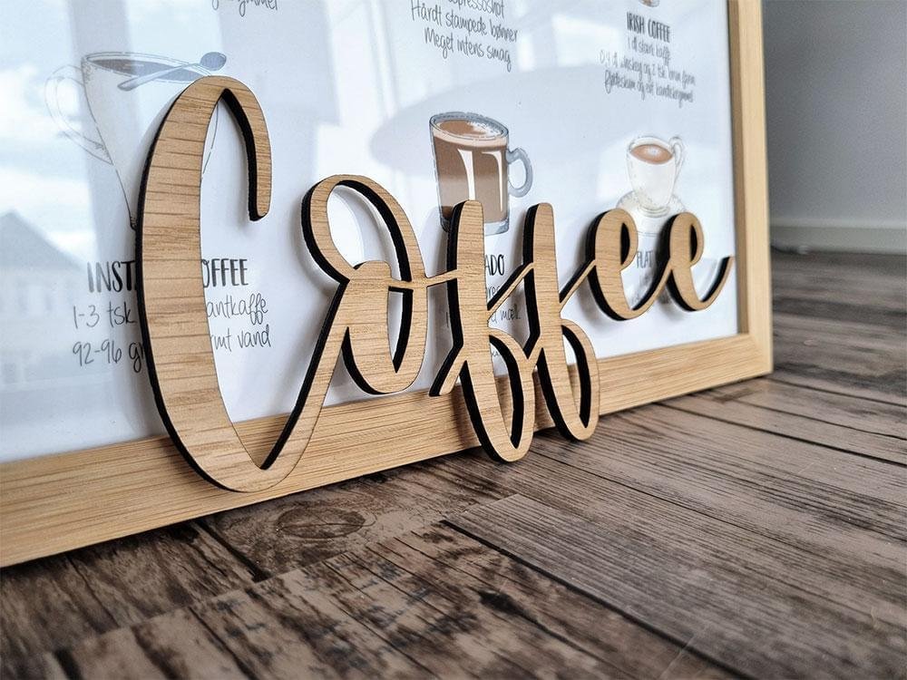 Kaffe Skilt   Træ Coffee
