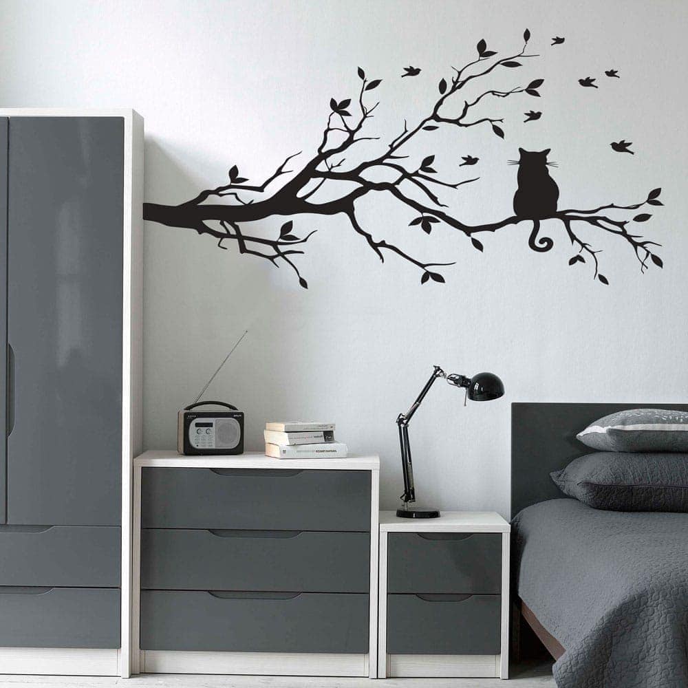 Kat   Træ Wallsticker