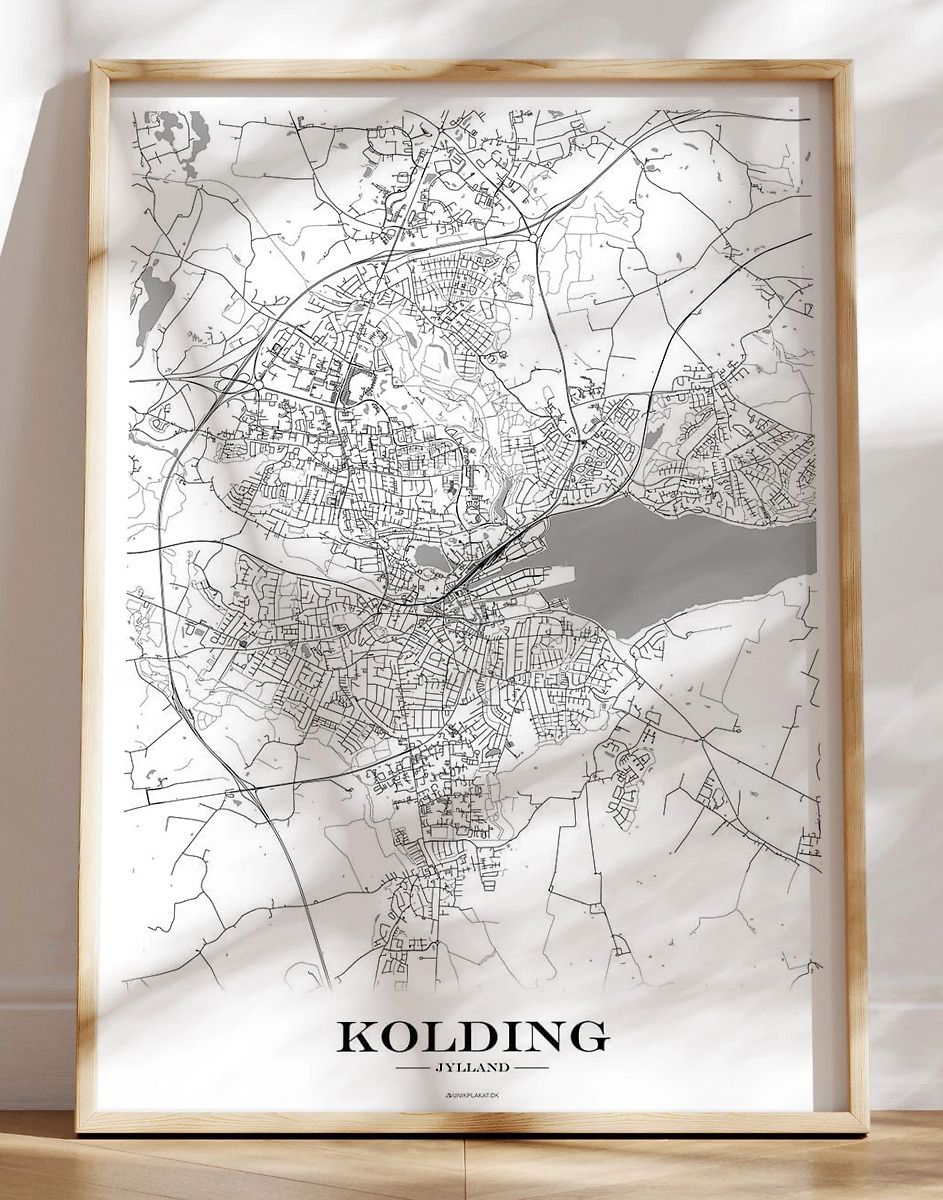 Kolding Bykort Plakat Hvid Baggrund