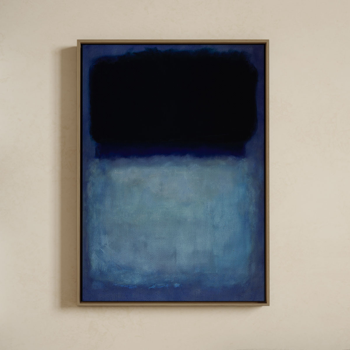 Lærredsprint Med Svæveramme  Mark Rothko  Black  White  Blue On Blue