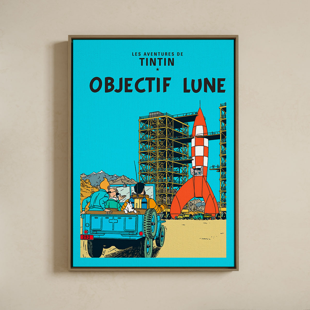Lærredsprint Med Svæveramme  Tintin  Objectif Lune