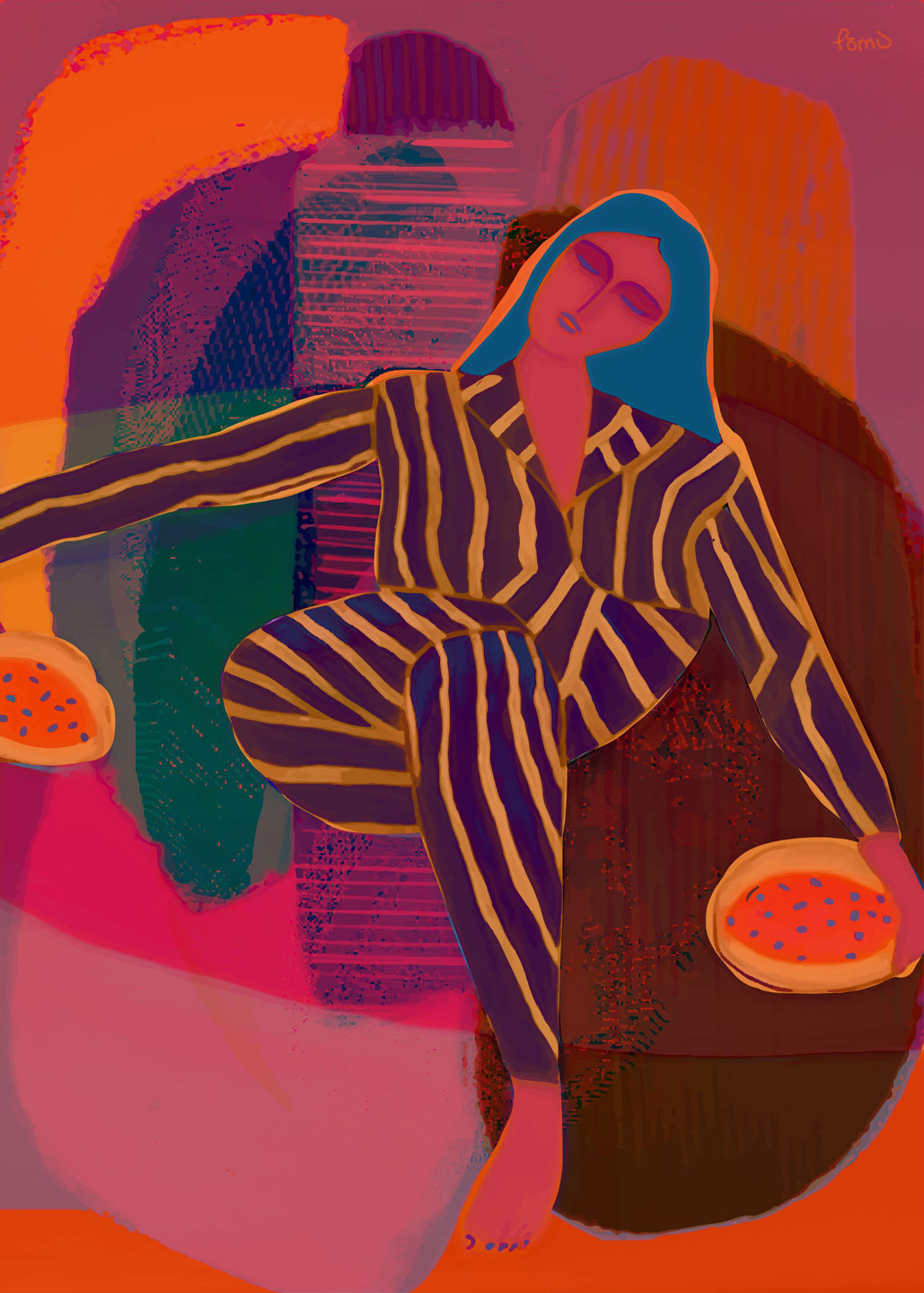 Lay Back Multi Color Af Få Mu Illustrations