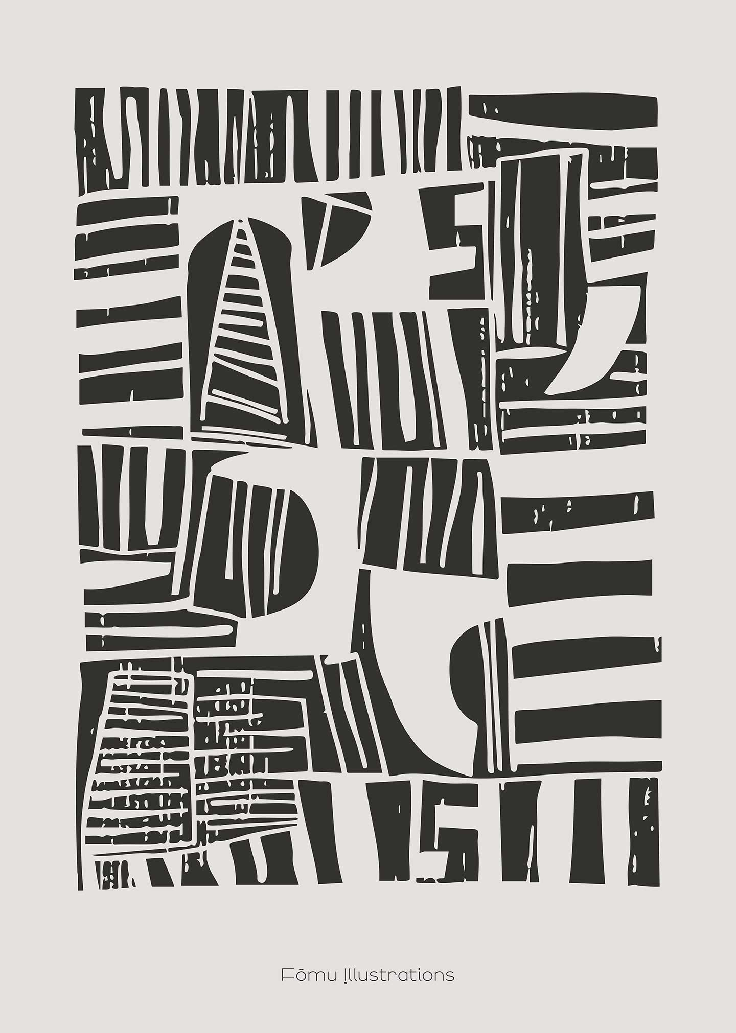 Lino Cut Black Af Få Mu Illustrations