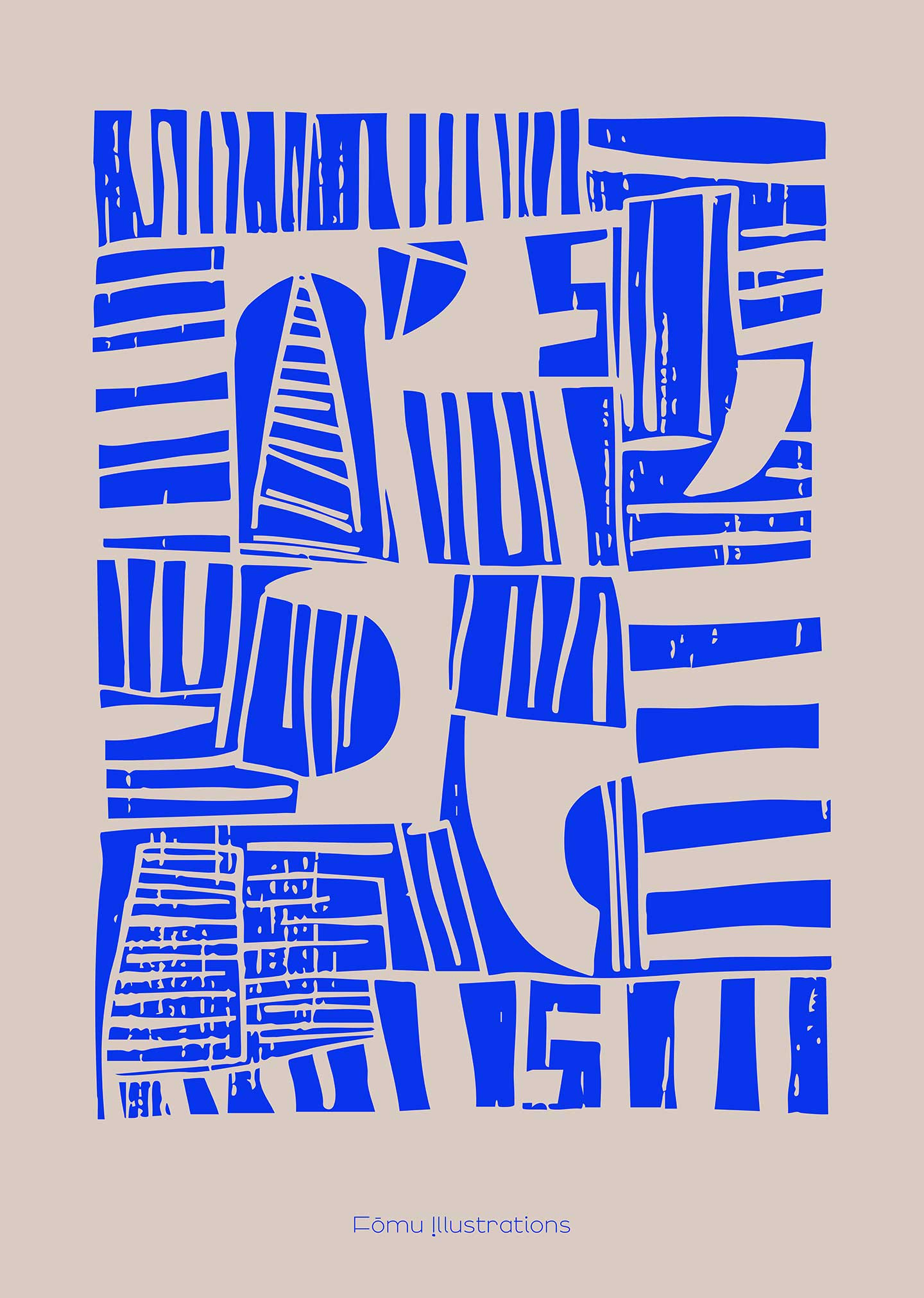 Lino Cut Blue Af Få Mu Illustrations