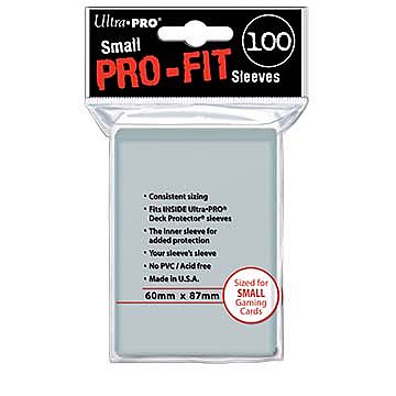100 Lommer Ultra Pro Pro-fit Small  Perfect Fit 60x87mm   Gennemsigtige  Dobbelt Beskyttelse  Sleeves  82713
