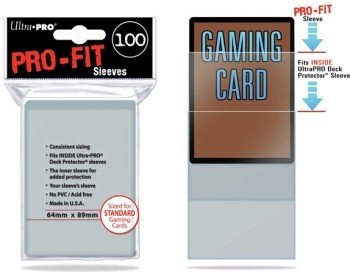 100 Lommer Ultra Pro Pro-fit Standard  Perfect Fit 64x89mm   Gennemsigtige  Dobbelt Beskyttelse  Sleeves  82712