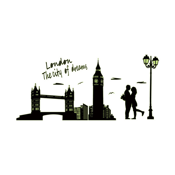 London Wallsticker Der Lyser   Mørket  160x70cm