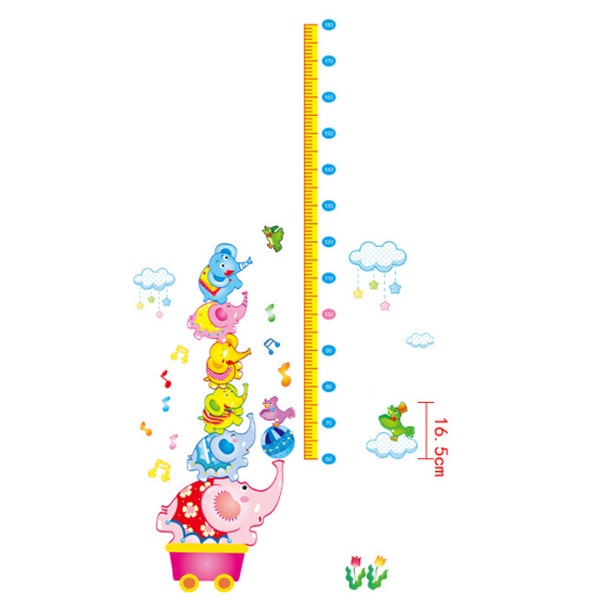 Målebånds Wallsticker  Balancerende Elefanter  Fra 60-180cm
