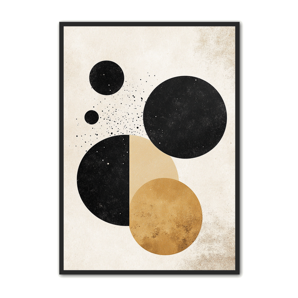 Minimalistisk Plakat 110 Eksplosion Af Cirkler   Sort Og Guld