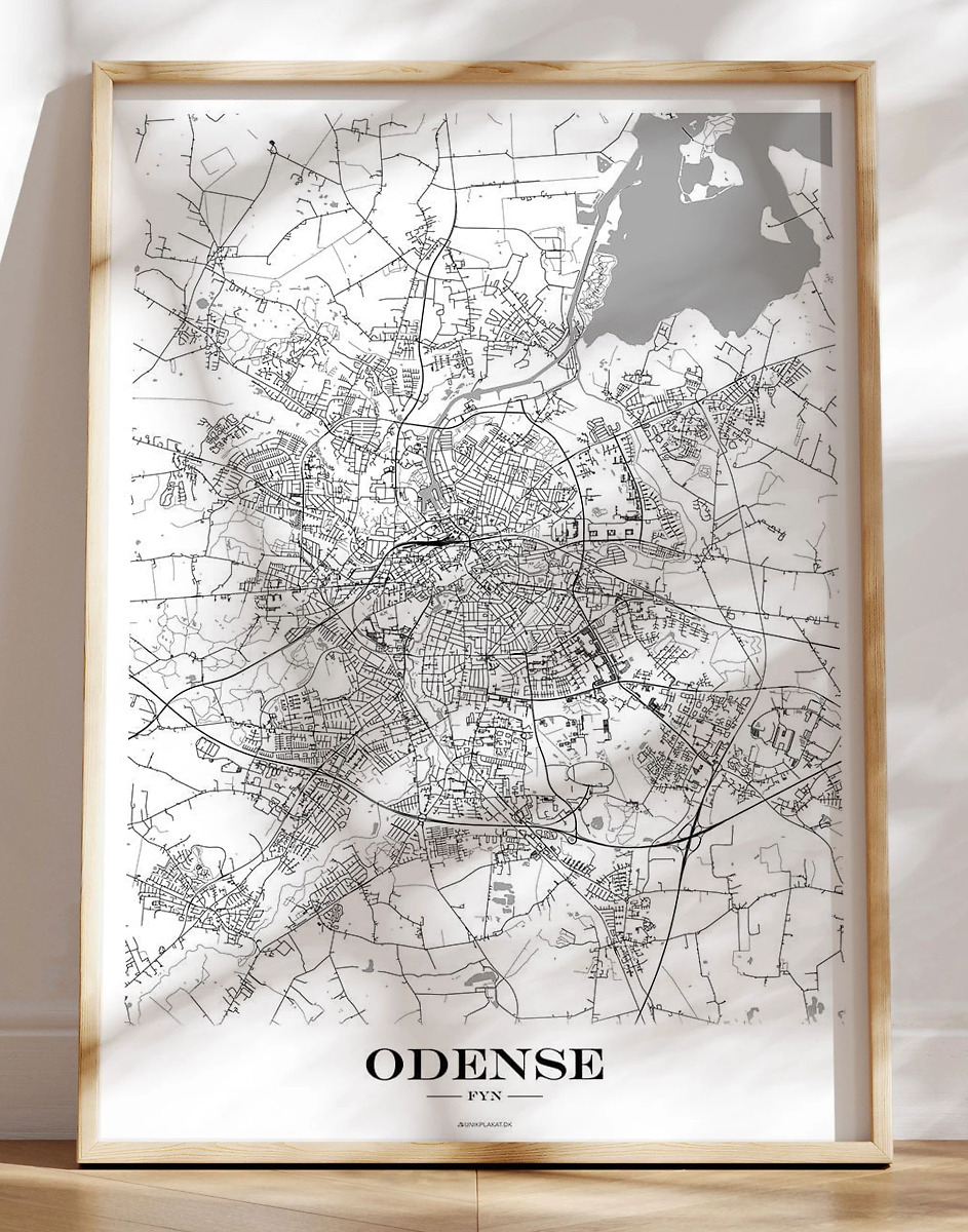 Odense Bykort Plakat Hvid Baggrund
