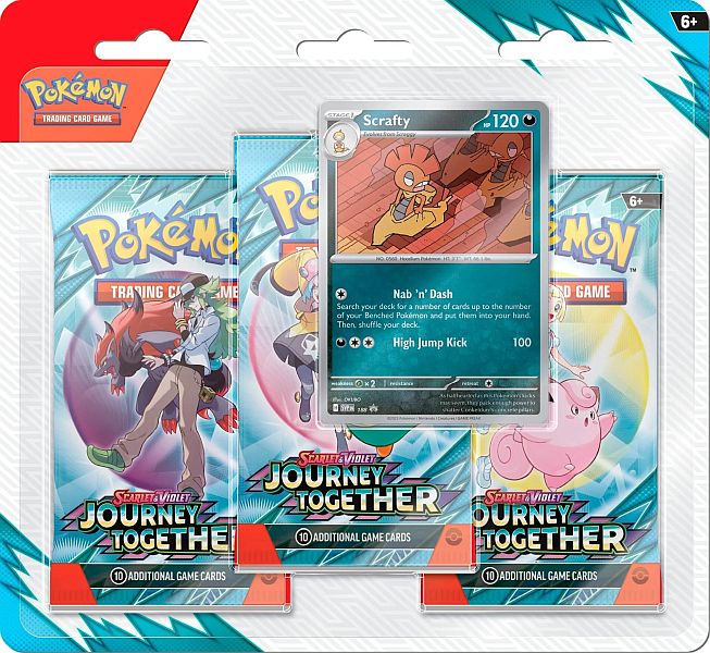 Pokemon Blister Pack  -pack:   Scarlet   Violet: Journey Together Booster Pakker   Scrafty Black Star Promo