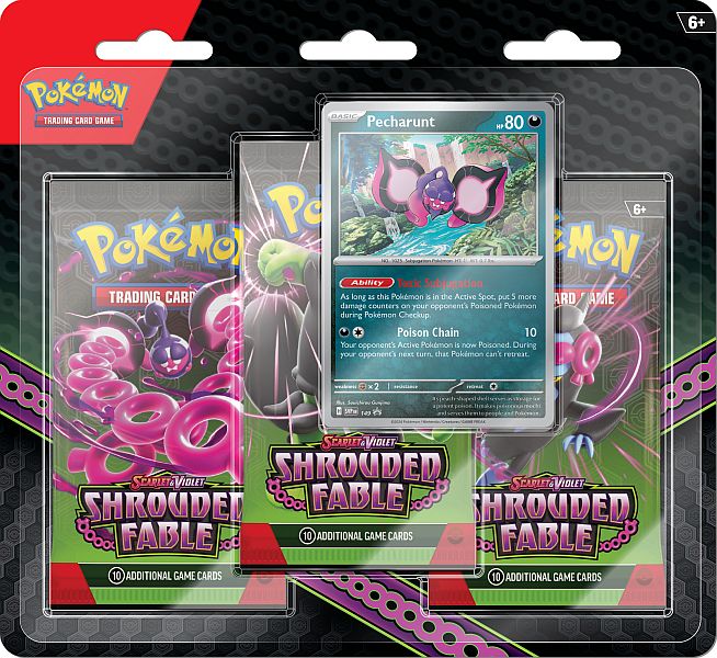 Pokemon Blister Pack  -pack:   Scarlet   Violet: Shrouded Fable Booster Pakker   Pecharunt Black Star Promo