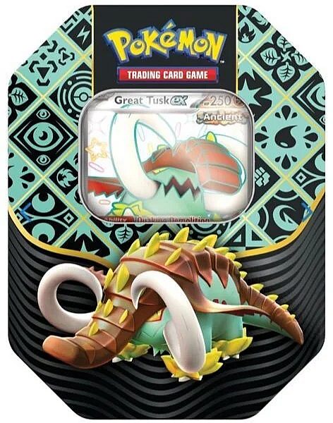 Pokemon Tin Kasse 2024 Wave   Winter: Great Tusk Ex Scarlet   Violet: Paldean Fates Collector   Tin Box    Boosters