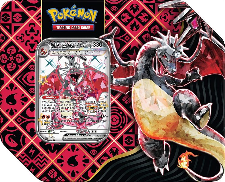 Pokemon Tin Kasse 2024 Wave   Winter  Usa Version : Charizard Ex Scarlet   Violet: Paldean Fates Collector   Tin Box    Boosters