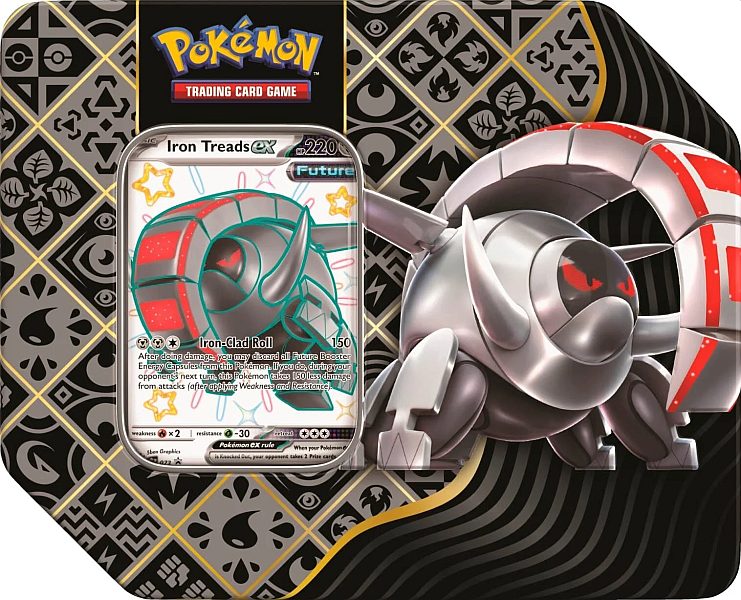 Pokemon Tin Kasse 2024 Wave   Winter  Usa Version : Iron Treads Ex Scarlet   Violet: Paldean Fates Collector   Tin Box    Boosters