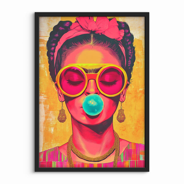 Portræt Plakat 108  Pop Art Med Attitude Og Tyggegummi Frida
