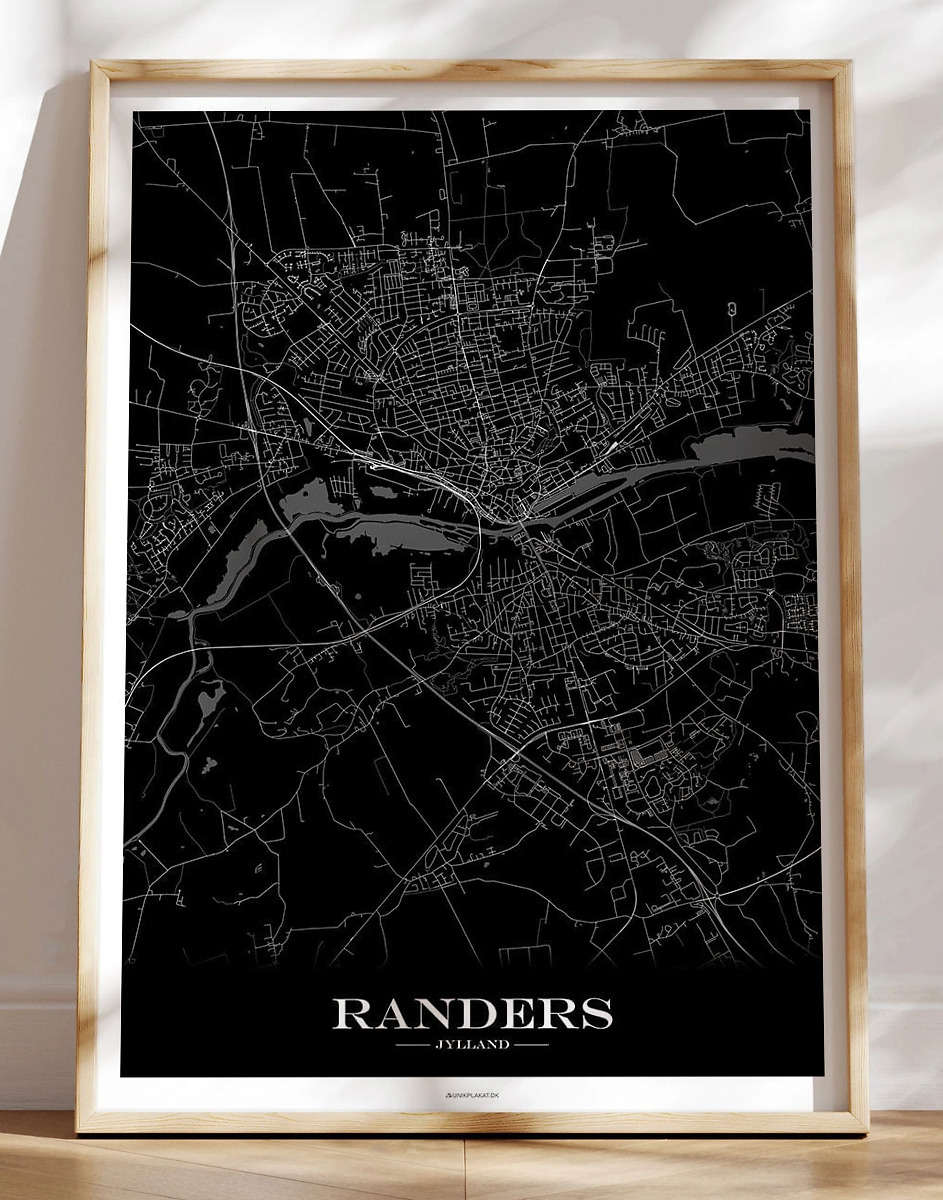 Randers Plakat Med Bykort   Sort