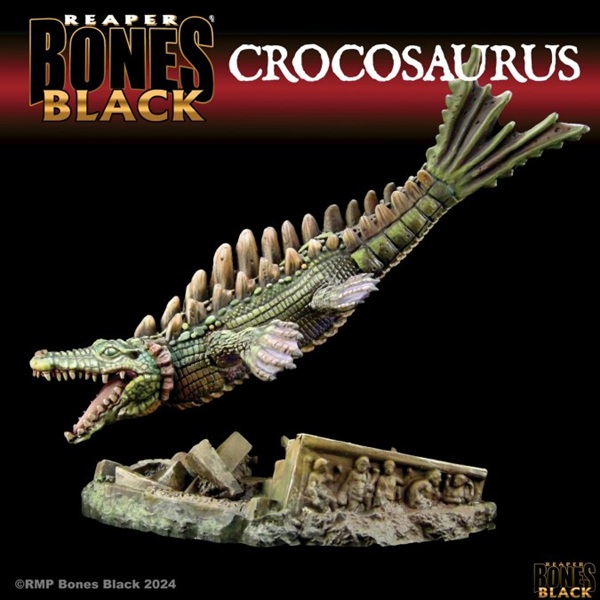 Reaper Bones Black: Crocosaurus Crocodile-dragon Plastic Miniature Deluxe Boxed Set
