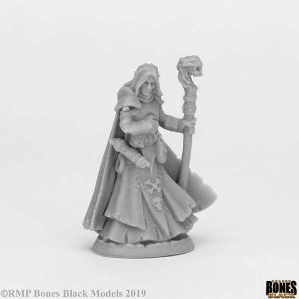 Reaper Bones Black: Dark Elf Wizard Plastic Miniature