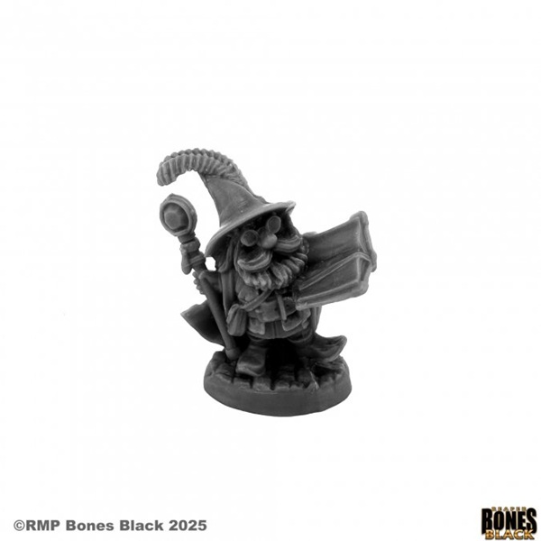 Reaper Bones Black: Hegwick Bombino Gnome Wizard Plastic Miniature
