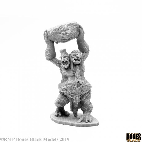Reaper Bones Black: Two Headed Troll Plastic Miniature
