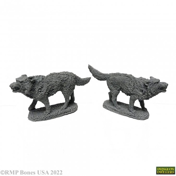 Reaper Bones Usa Dungeon Dwellers: Dire Wolves     Plastic Miniatures