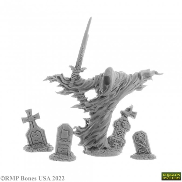 Reaper Bones Usa Dungeon Dwellers: Grave Wraith And Tombstones     Plastic Miniatures