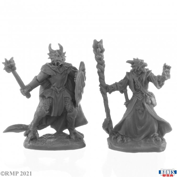 Reaper Bones Usa Reaper Legends: Dragonfolk Wizard And Cleric Plastic Miniatures