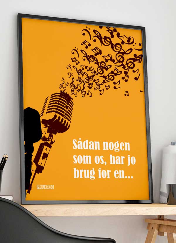 Sådan Nogen Som Os Poul Krebs-plakat Gul Med Mikrofon 21   29    A4  Kr  199 -