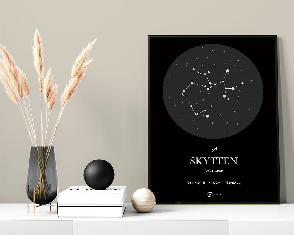 Skytten Stjernetegn Plakat Sort 50 70 Cm  B2