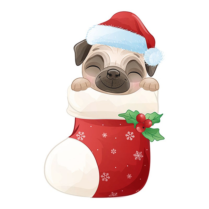 Sød Og Flot Jule Wallsticker Til Væg Eller På Toilettet  Hund   Julesok