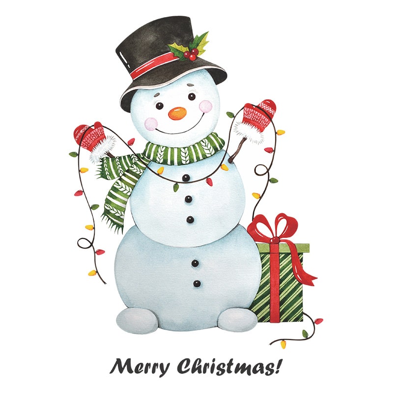Sød Og Flot Jule Wallsticker Til Væg Eller På Toilettet  Snemand  Merry Christmas