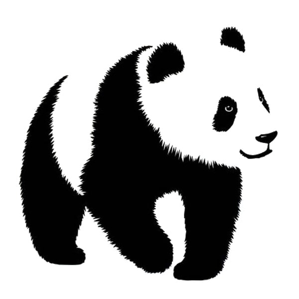 Sød Panda Wallsticker Med En Stor Panda  Sort Hvid  50x55cm