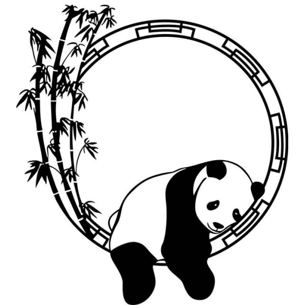 Sød Panda Wallsticker  Panda Slapper Af  Sort Hvid