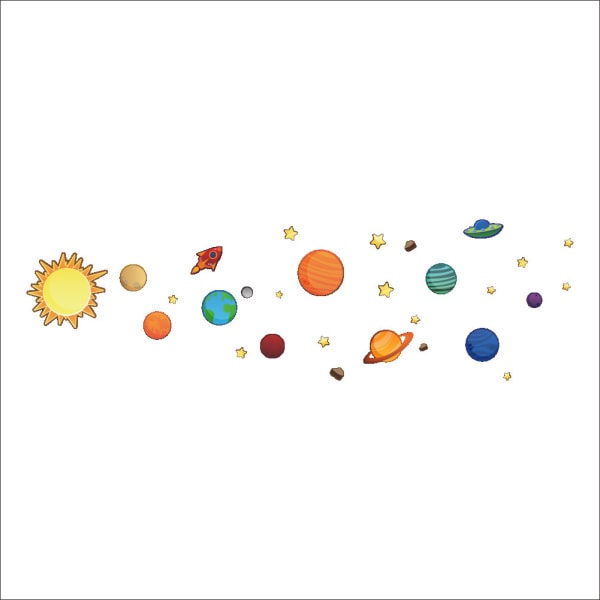 Solsystemet For Børn  Flot Wallsticker Med Alle Planeterne