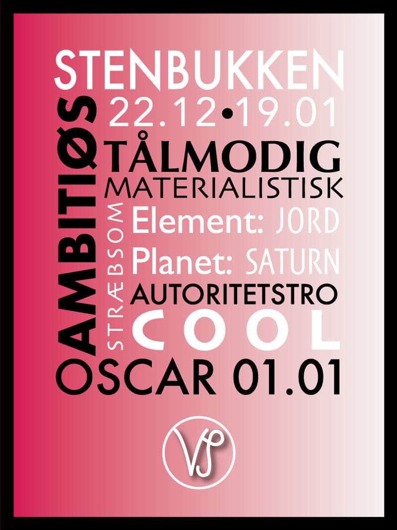 Stenbukken Stjernetegn Med Tekst Plakat
