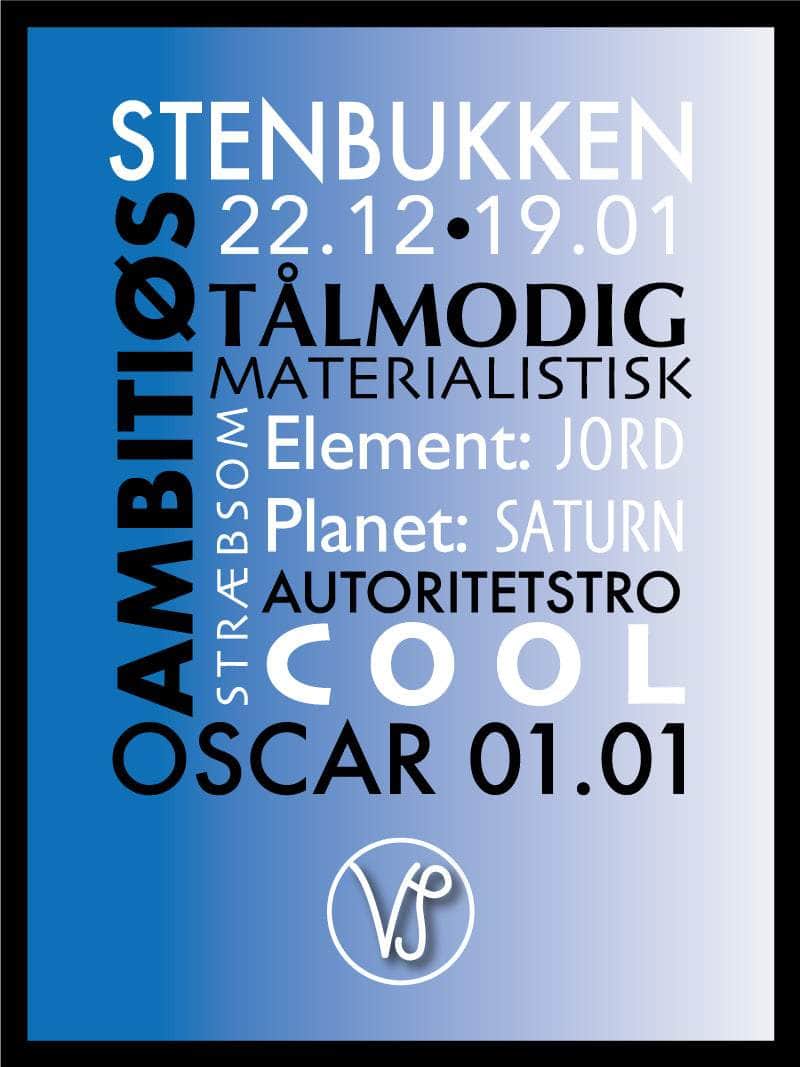 Stenbukken Stjernetegn Med Tekst Plakat