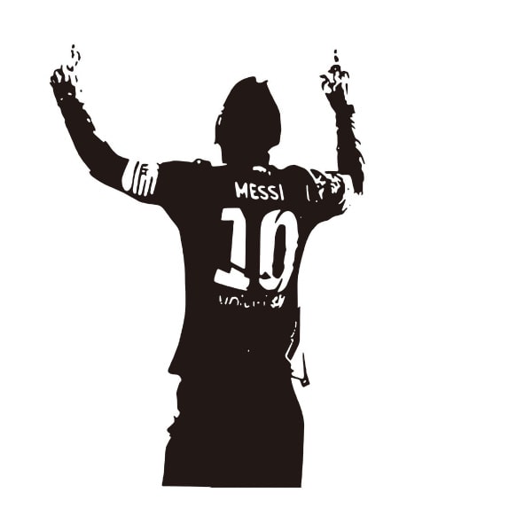 Stor Messi Takker De Højere Magter Flot Fodbold Wallsticker 82x58cm