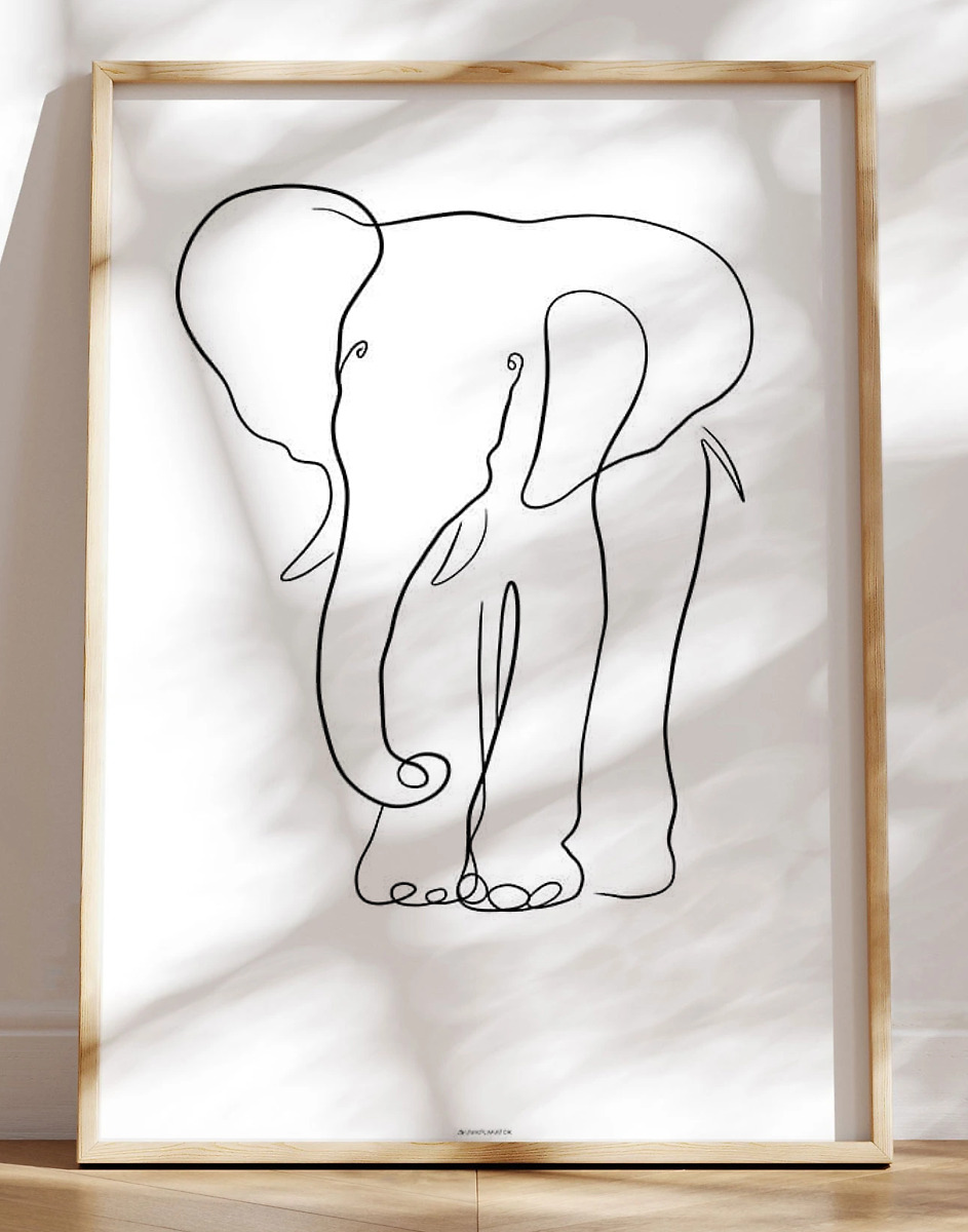 Stregtegning Plakat Med Elefant