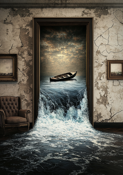Surrealistisk Plakat 15 Båden Over Afgrunden