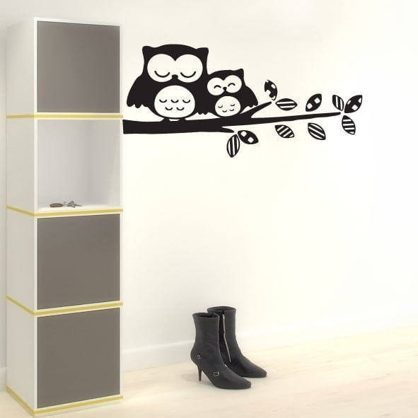 To Ugler Sover Wallsticker