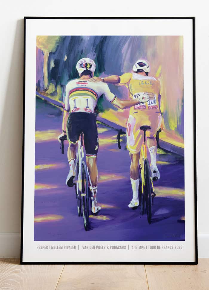 Tour De France-plakat  Respekt Mellem Rivaler Van Der Poel Og Pogacar 21   29    A4  Kr  199 -