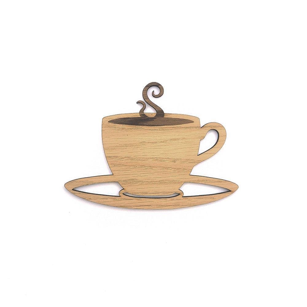 Træpynt Med Kaffe Kaffekop Med Underkop Til Køkkenvæggen